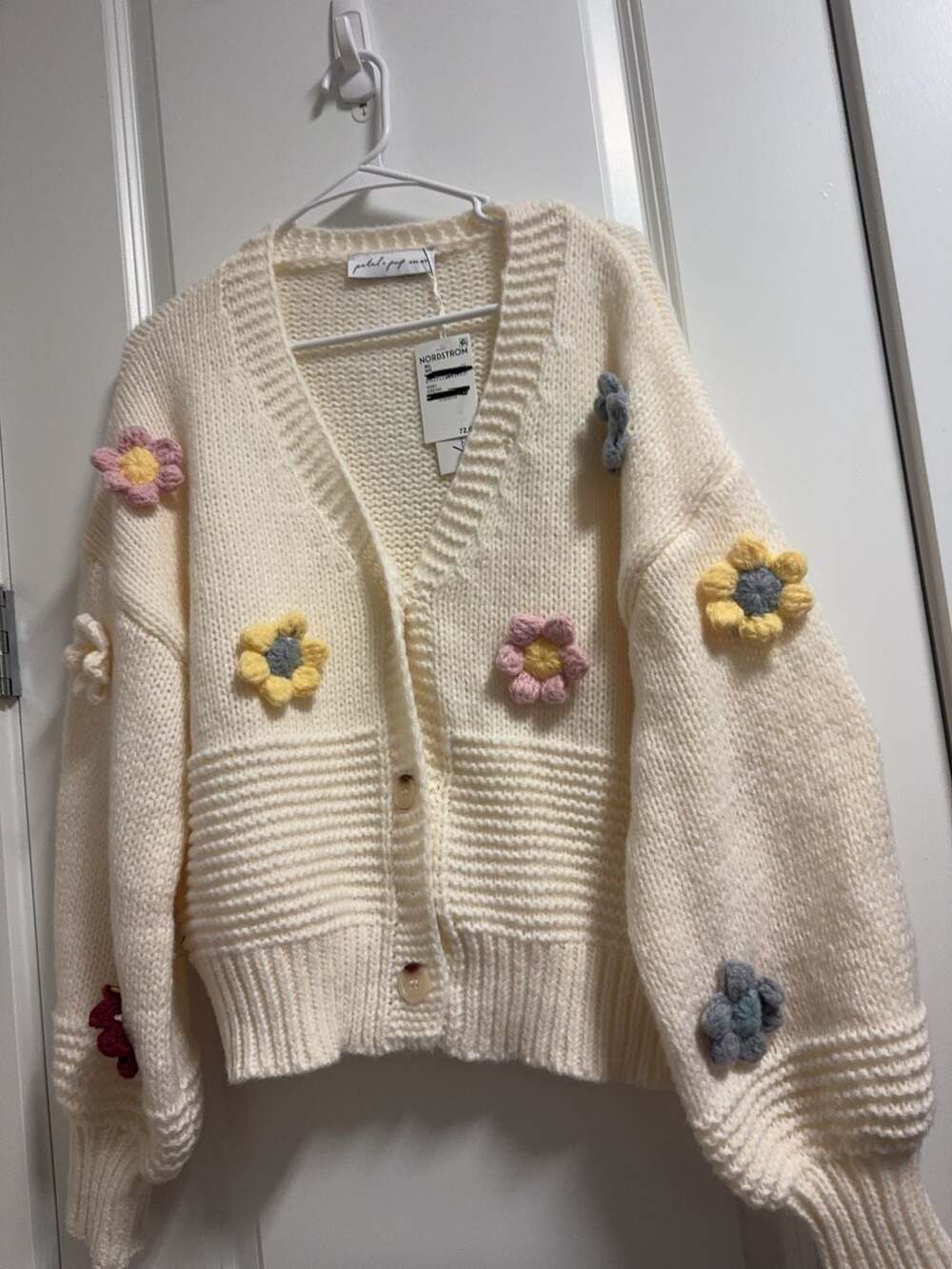 Petal + Pup Cream Floral Applique Cardigan Size M/L